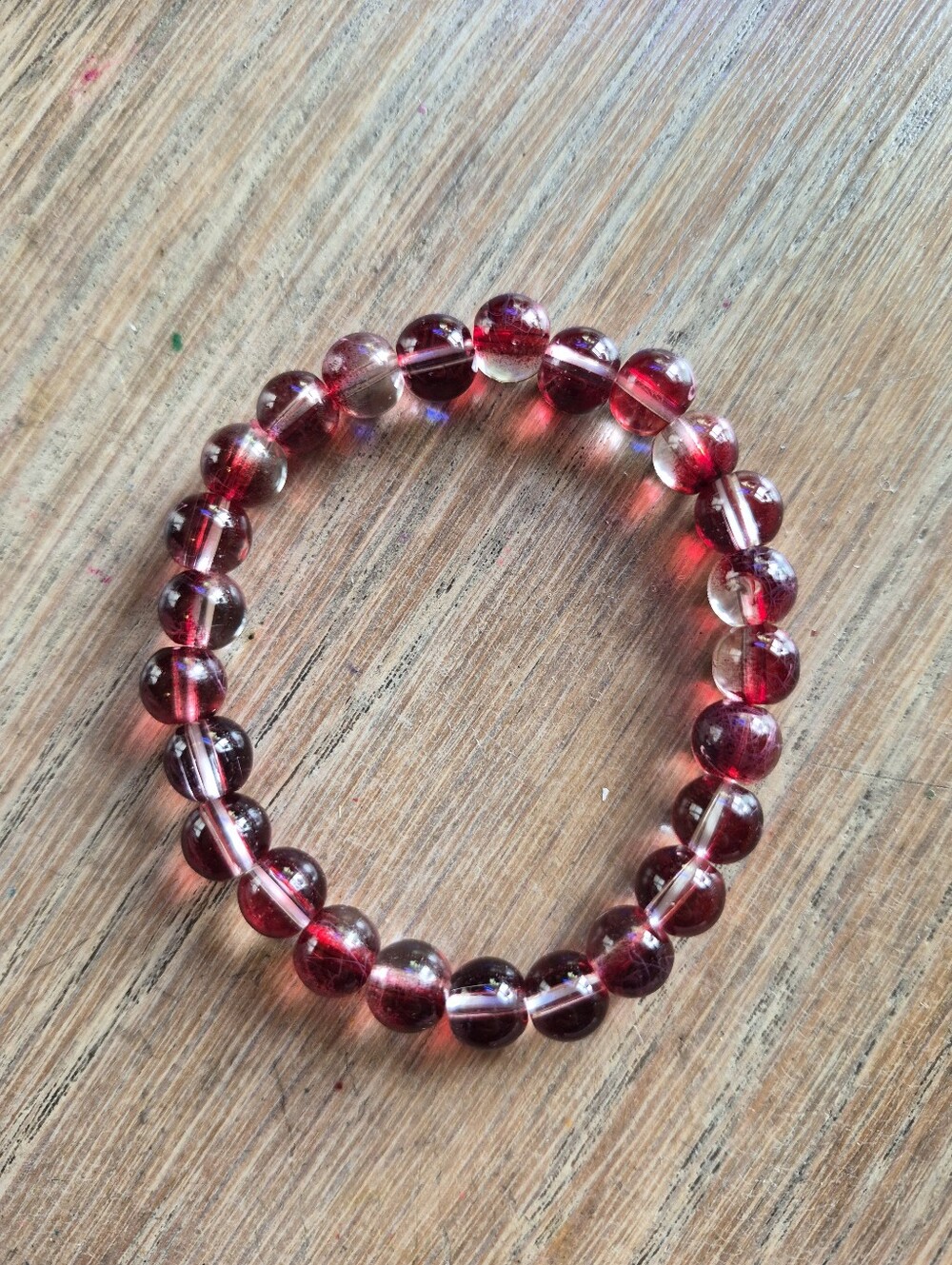 Red Beaded Stretch Bracelet - Unbranded